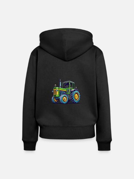 traktor trecker - Frauen Premium Bio Zip Hoodie - Schwarz