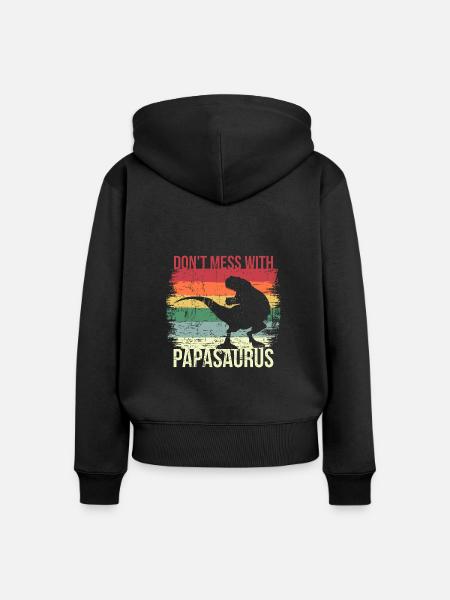 Papasaurus Rex - Frauen Premium Bio Zip Hoodie - Schwarz