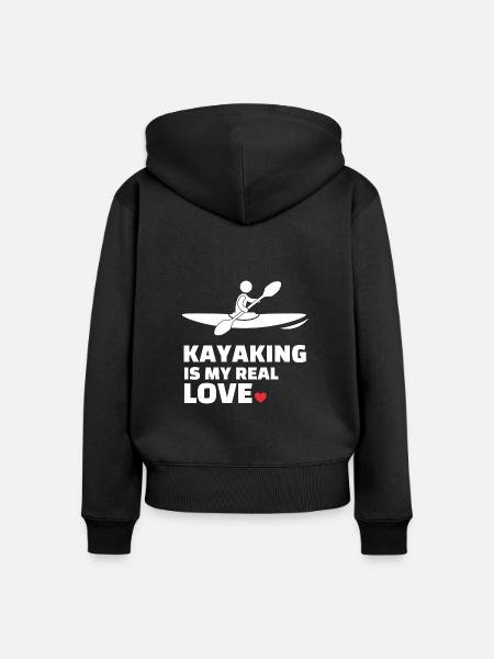 Ich Liebe Kajakfahren - Frauen Premium Bio Zip Hoodie - Schwarz