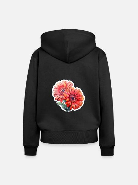 Gerbera Daisies 2 Blüten - Frauen Premium Bio Zip Hoodie - Schwarz