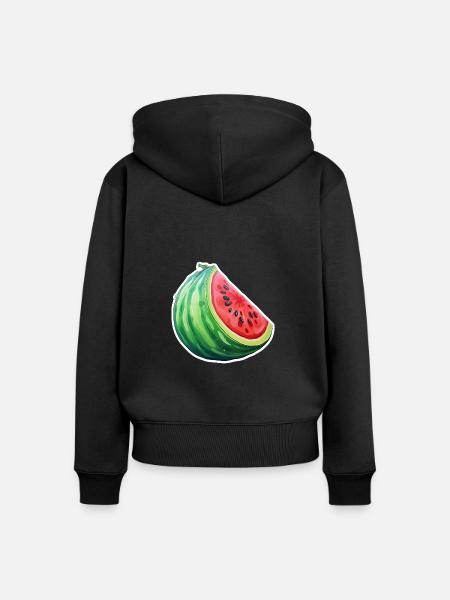 Wassermelone Viertel - Frauen Premium Bio Zip Hoodie - Schwarz