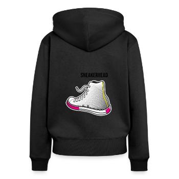 Tête furtive - Sweat à capuche zippé Premium bio Femme - noir - Dos - Julia (174cm)