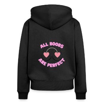 All Boobs are perfect - Frauen Premium Bio Zip Hoodie - Schwarz - Hinten - Julia (174cm)