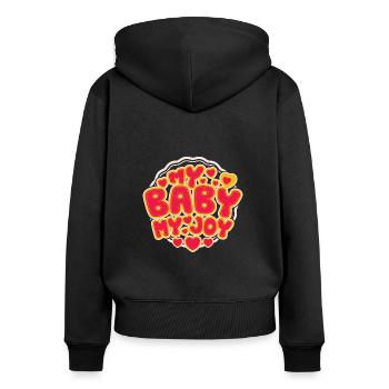 My Baby My Joy - Sweat à capuche zippé Premium bio Femme - noir - Dos - Julia (174cm)