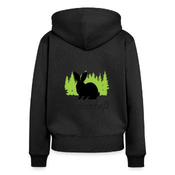 "Hasenfuß: Charmant schüchtern" - Frauen Premium Bio Zip Hoodie - Schwarz - Hinten - Julia (174cm)