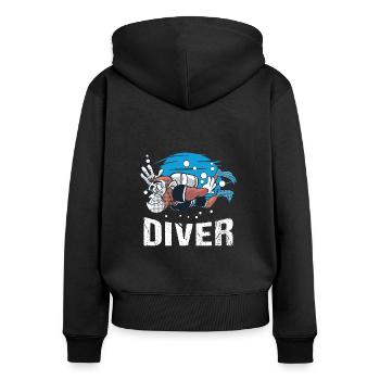 Tauchen Diving Taucherbrille Meer Sporttaucher - Frauen Premium Bio Zip Hoodie - Schwarz - Hinten - Julia (174cm)