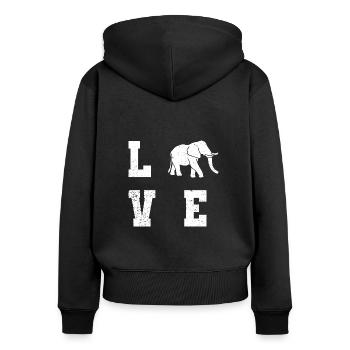 Elephant Elephanten Vintage Dickhäuter Sprüche - Frauen Premium Bio Zip Hoodie - Schwarz - Hinten - Julia (174cm)