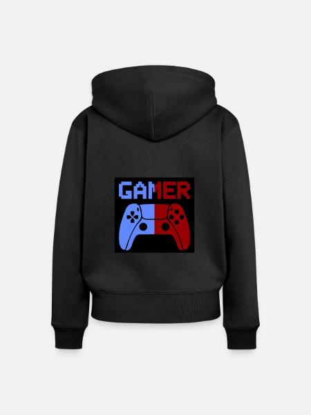 gamer controller - Frauen Premium Bio Zip Hoodie - Schwarz
