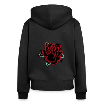Blume rosa Tattoo - Frauen Premium Bio Zip Hoodie - Schwarz - Hinten - Julia (174cm)