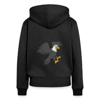Dessin animé Eagle - Sweat à capuche zippé Premium bio Femme - noir - Dos - Julia (174cm)