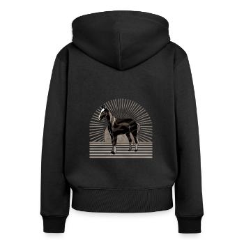 Cheval - Sweat à capuche zippé Premium bio Femme - noir - Dos - Julia (174cm)