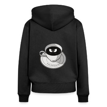 Evil Cup - Frauen Premium Bio Zip Hoodie - Schwarz - Hinten - Julia (174cm)