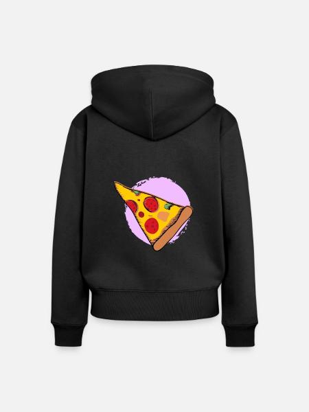 Pizza Pizzastück - Frauen Premium Bio Zip Hoodie - Schwarz