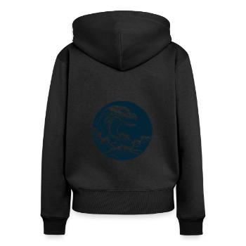 Meeresschlange der Gezeiten - Frauen Premium Bio Zip Hoodie - Schwarz - Hinten - Julia (174cm)