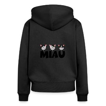 Katzen1 1 - Frauen Premium Bio Zip Hoodie - Schwarz - Hinten - Julia (174cm)