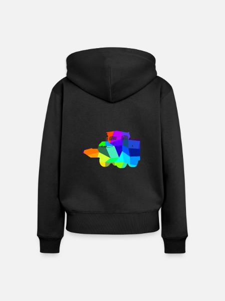 Kompaktlader Regenbogen Polygon Baufahrzeug - Frauen Premium Bio Zip Hoodie - Schwarz