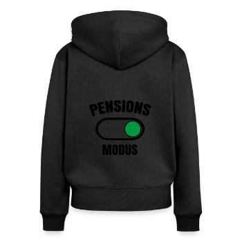 Pension Rente Pensionist Geschenk Ruhestanstand - Frauen Premium Bio Zip Hoodie - Schwarz - Hinten - Julia (174cm)