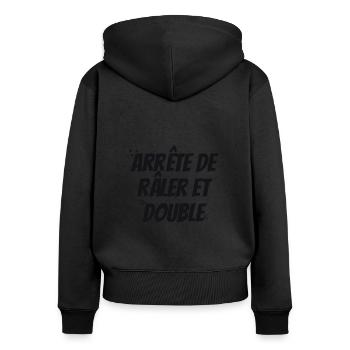 Whaling and double stop - Women's Premium Organic Zip Hoodie - black - Back - Julia (174cm)
