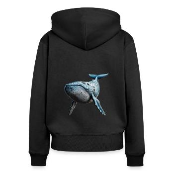 Wal - Frauen Premium Bio Zip Hoodie - Schwarz - Hinten - Julia (174cm)