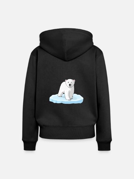 Eisbär auf Eisscholle - Frauen Premium Bio Zip Hoodie - Schwarz