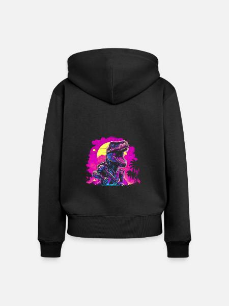 Cyber-T-Rex - Frauen Premium Bio Zip Hoodie - Schwarz