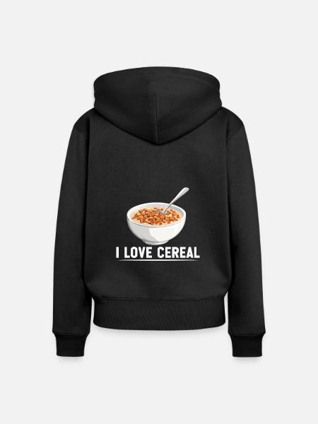 I Love Cereal 16 - Frauen Premium Bio Zip Hoodie - Schwarz