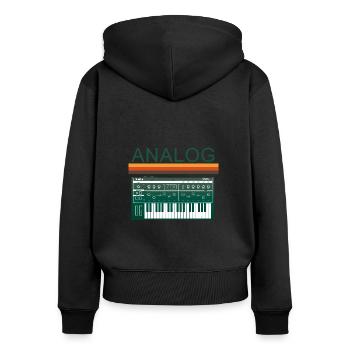 Synthétiseur Vintage Analogique - Sweat à capuche zippé Premium bio Femme - noir - Dos - Julia (174cm)