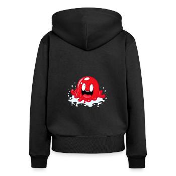Splashing Octopus: Niedliches rotes Cartoon-Design - Frauen Premium Bio Zip Hoodie - Schwarz - Hinten - Julia (174cm)