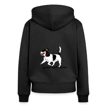Hund - Frauen Premium Bio Zip Hoodie - Schwarz - Hinten - Julia (174cm)