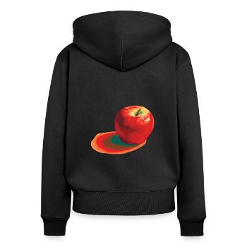 Red Apple on Orange: Speedpainting Illustration - Women's Premium Organic Zip Hoodie - black - Back - Julia (174cm)