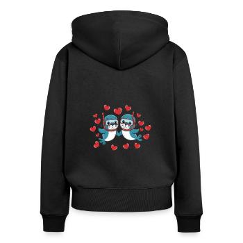 Two Funny Seals Seals Friends Forever - Women's Premium Organic Zip Hoodie - black - Back - Julia (174cm)
