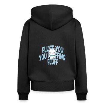 Mannelijke schattige kat "pluis je, jij pluisjes pluis - Vrouwen Premium Bio ziphoodie - zwart - Achter - Julia (174cm)