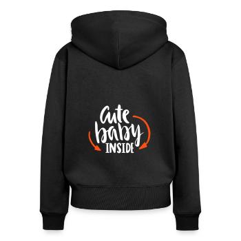 Bébé Mignon Mignon Grossesse Enceinte - Sweat à capuche zippé Premium bio Femme - noir - Dos - Julia (174cm)