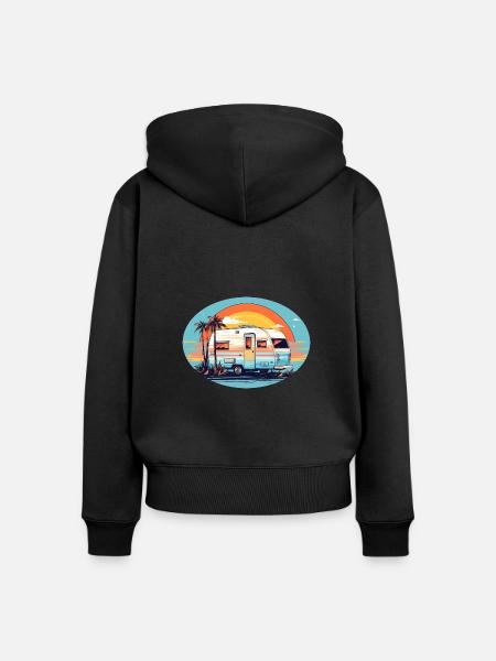 Urlaubsmodus im Camper - Frauen Premium Bio Zip Hoodie - Schwarz