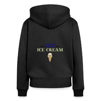 crème glacée drôle crème glacée sweet gift idea funny food - Sweat à capuche zippé Premium bio Femme - noir - Dos - Julia (174cm)
