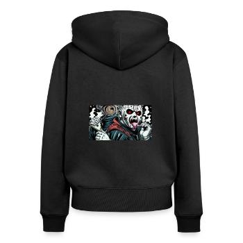 Eiscreme lecken maskierter Psycho - Frauen Premium Bio Zip Hoodie - Schwarz - Hinten - Julia (174cm)