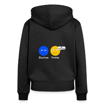 Proton Electron Être Positif - Sweat à capuche zippé Premium bio Femme - noir - Dos - Julia (174cm)