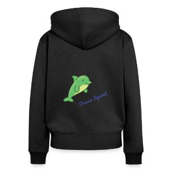 Minimalistisches Delphin-Design: Schlanke Illustration - Frauen Premium Bio Zip Hoodie - Schwarz - Hinten - Julia (174cm)