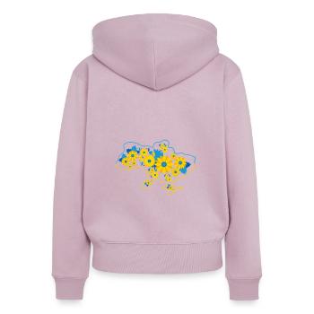 Stand with Ukraine. Floral pattern. - Women's Premium Organic Zip Hoodie - dusky pink - Back - Julia (174cm)