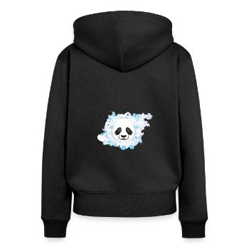 Pandabärenkopf - Frauen Premium Bio Zip Hoodie - Schwarz - Hinten - Julia (174cm)