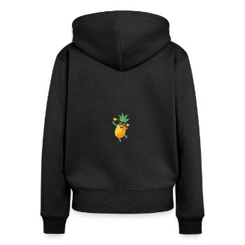 Tanzende Ananas - Frauen Premium Bio Zip Hoodie - Schwarz - Hinten - Julia (174cm)