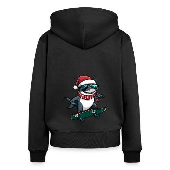 Hai Weihnachten Lustig - Frauen Premium Bio Zip Hoodie - Schwarz - Hinten - Julia (174cm)