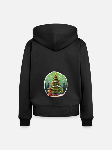 Weihnachtsbaum - Frauen Premium Bio Zip Hoodie - Schwarz