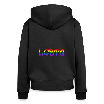 LGBTQ - Frauen Premium Bio Zip Hoodie - Schwarz - Hinten - Julia (174cm)