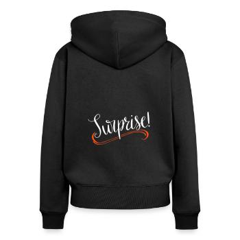 Surprise Surprise Garçon Enceinte Enceinte - Sweat à capuche zippé Premium bio Femme - noir - Dos - Julia (174cm)