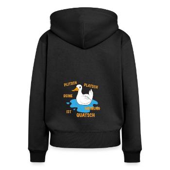 Drôle de dicton de canard - Sweat à capuche zippé Premium bio Femme - noir - Dos - Julia (174cm)