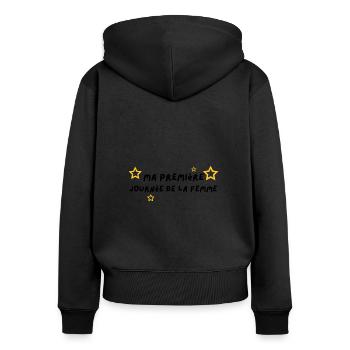 Ma première journée de la femme - Sweat à capuche zippé Premium bio Femme - noir - Dos - Julia (174cm)
