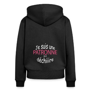 Je suis une patronne qui déchire - Idée cadeau - Sweat à capuche zippé Premium bio Femme - noir - Dos - Julia (174cm)