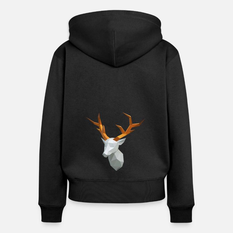 Cerf - Sweat à capuche zippé Premium bio Femme - noir