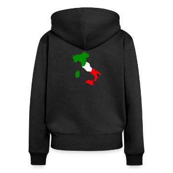 Terre de voyage souvenir vacances italie - Sweat à capuche zippé Premium bio Femme - noir - Dos - Julia (174cm)
